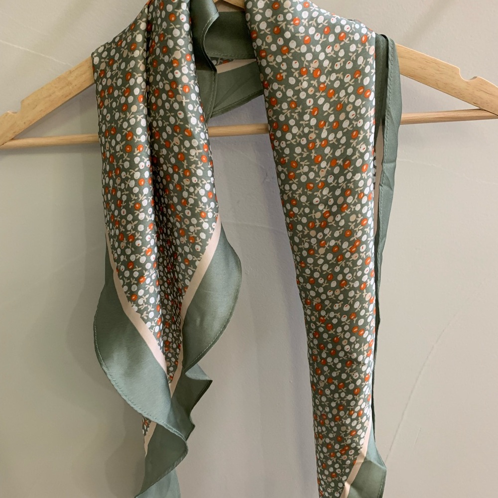 LOFT Green and Orange Floral Scarf